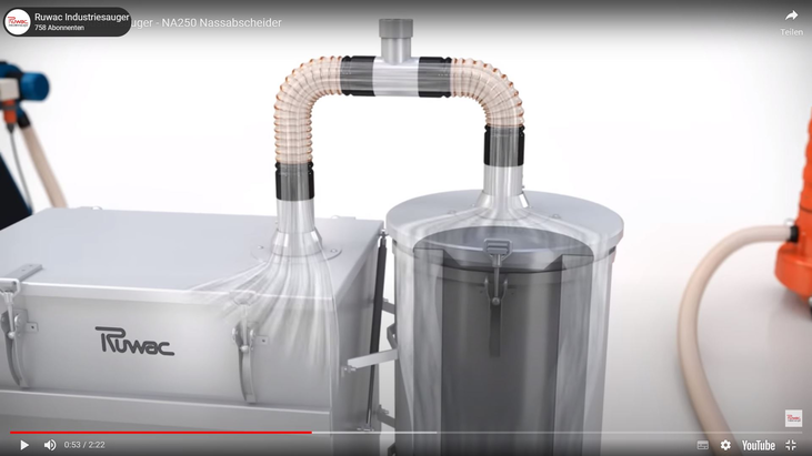 Vorschau zum Video Ruwac Industriesauger Nassabscheider Funktion