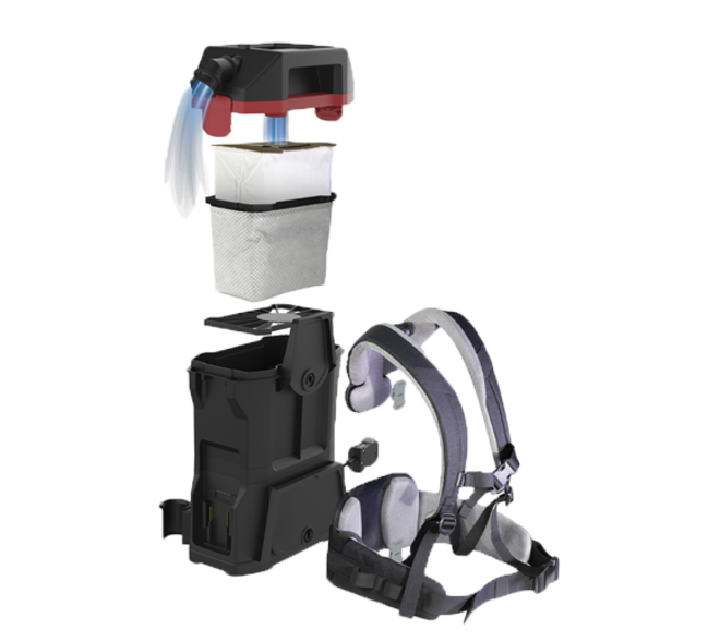 Der kabellose Akkusauger StaVac Boostix iGo Zero von Stangl wiegt nur 4,4 kg mit ergonomischem Tragesystem