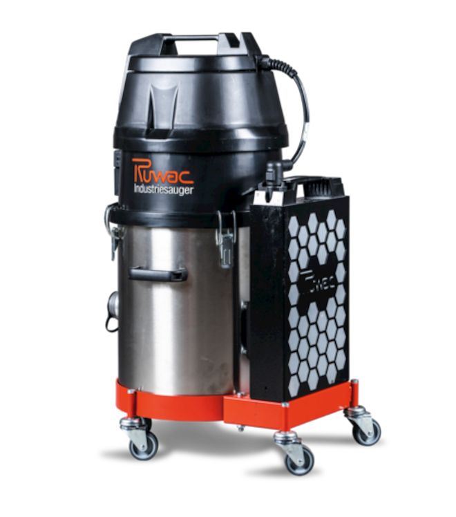 Industrie Akkusauger Ruwac R18 D von Stangl mit Edelstahlgehäuse zum kabellosen Saugen