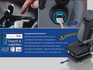 Hoher Bedienerkomfort in der Kabine der Hako Citymaster 1650 von Stangl