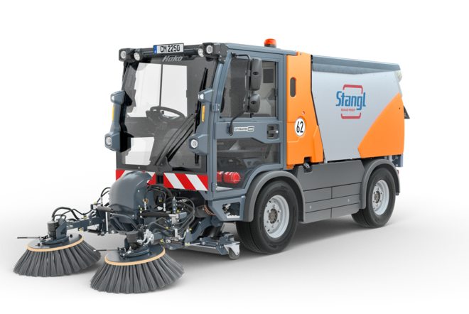 Kompaktkehrmaschine zum Straßenkehren für kommunale Einsätze von Stangl