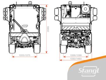 Abmessungen Multicar M29 Schmalspur-Geräteträger von Stangl für kommunale Einsätze am Bauhof und in der Gemeinde