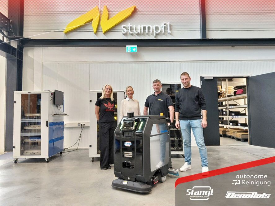 neuer Cenobots Reinigungsroboter von Stangl reinigt in der Produktion bei AV Stumpfl