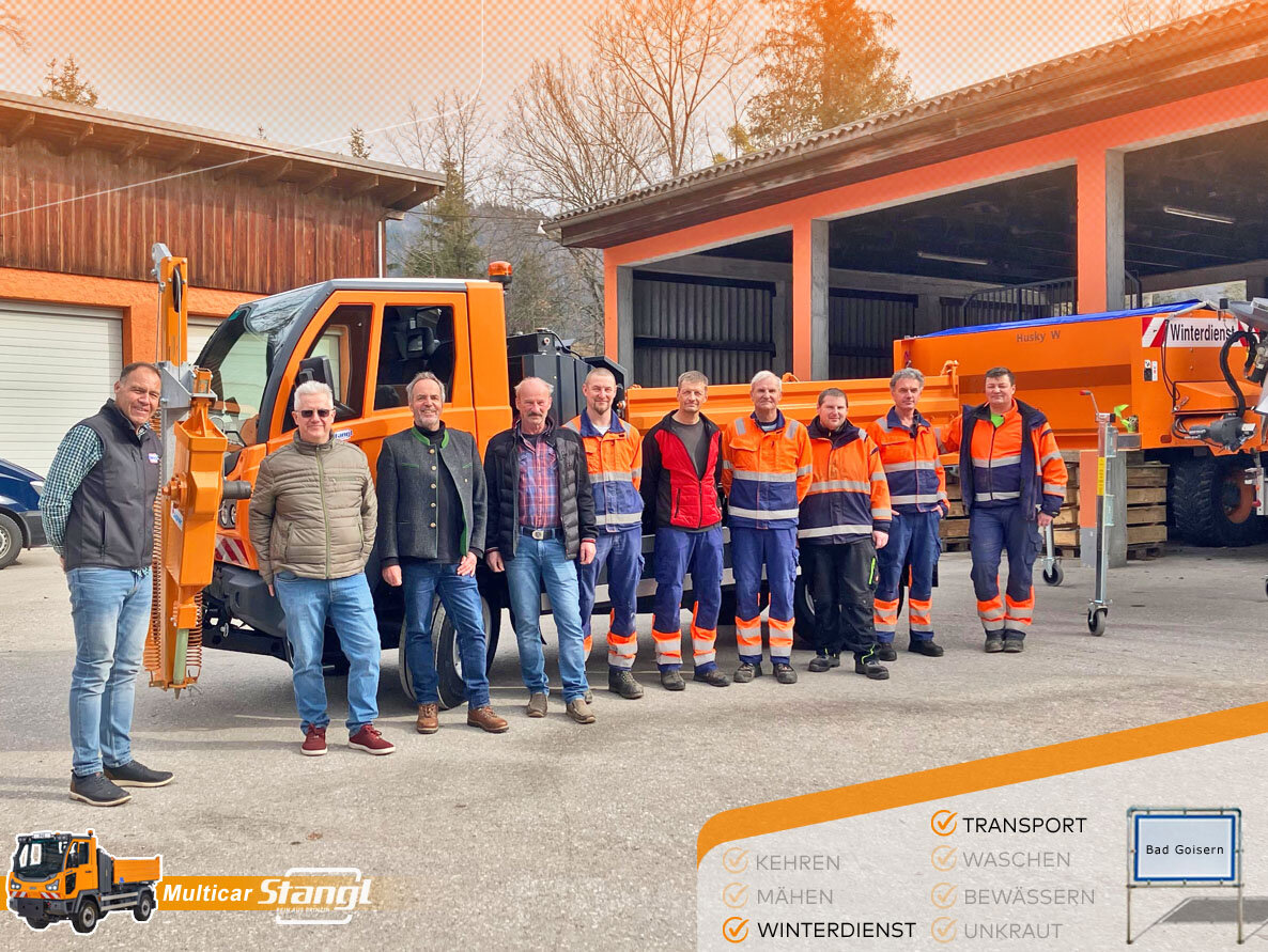 Marktgemeinde Bad Goisern erhält neuen 7,5 Tonnen Multicar-Geräteträger für WInterdienst und zum Schneestangen-Setzen von Stangl