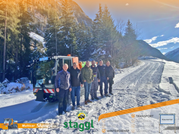 der neue Geräteträger MUlticar M29 von Stangl wird in der Gemeinde Kaunertal für den Winterdienst eingesetzt