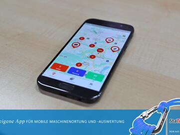 Benutzeroberfläche der StaTrack App für mobile Maschinenortung- und  Auswertung Ihrer Stangl Reinigungsmaschine