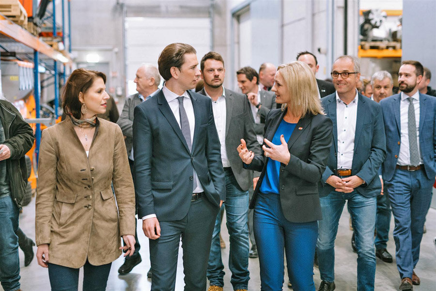 Bundeskanzler Sebastian Kurz besucht Stangl Reinigungstechnik in Straßwalchen