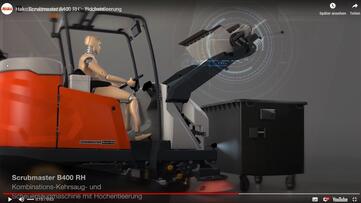 Vorschaubild zum Video Hochentleerung des Keerguts in Container der Scrubmaster B400-R von Stangl