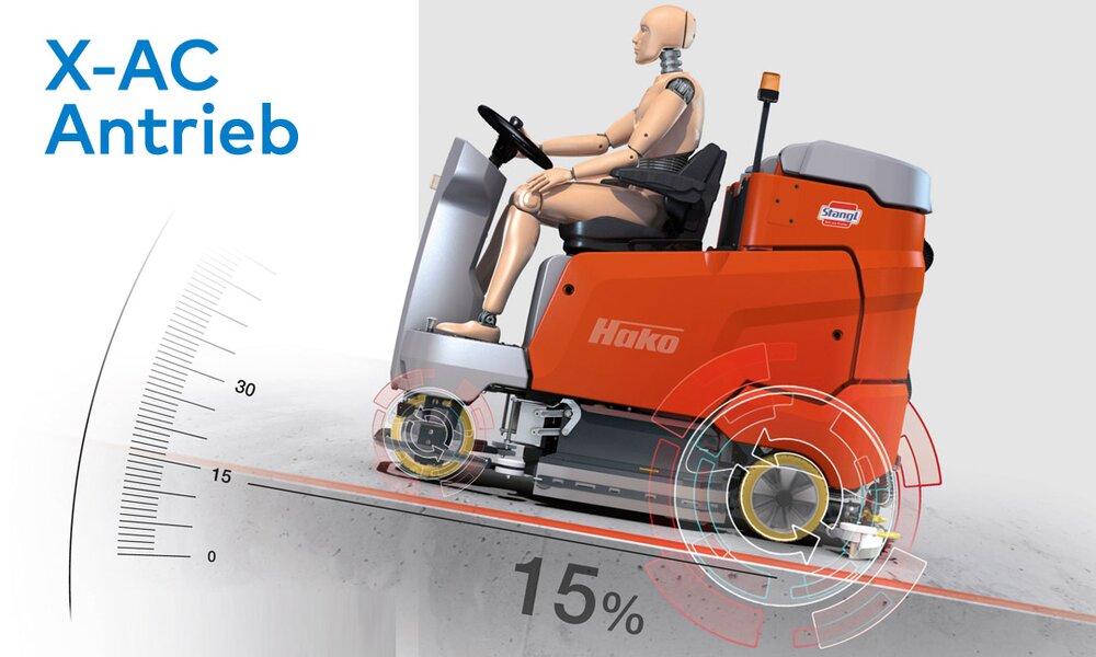 Vorschaubild zum Video Bodenreinigungsmaschine mit X-AC Antrieb für bis zu 15% Steigung