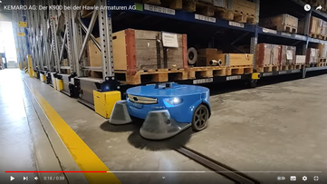 autonome Kehrmaschine Kemaro K900 von Stangl im Einsatz bei Hawle Armaturen