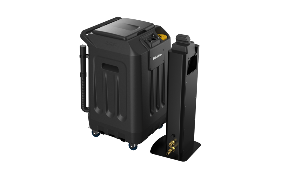 Der mobile Wassertank verlängert die Laufzeit - ideal für Einrichtungen ohne Wasseranschlüsse.