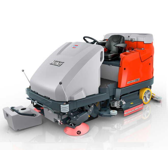 Kombinations-Kehrsaug- und Scheuersaugmaschine Scrubmaster B400-RM von Stangl mit manueller Entleerung