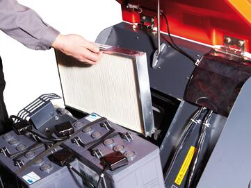 Kassetten-Filtersystem der Kehrmaschine Sweepmaster B800-R von Stangl 