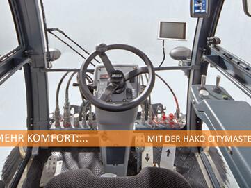 hoher Bedienkomfort in der Kabine der Hako Citymaster 1650 Kommunalmaschine