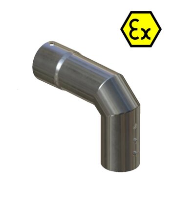 Schlauchanschluß Ø 50mm -n Edelstahl, Winkelausf.90° -n 1x Druckpin - 1x aufgeweitet - EX