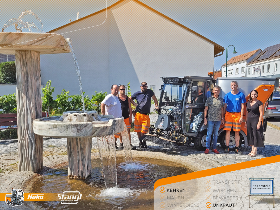 Hako Citymaster 650 Kommunal-Kehrmaschine von Stangl an Marktgemeine Enzersfeld im Weinviertel übergeben, zum Kehren und zur Unkrautbekämpfung