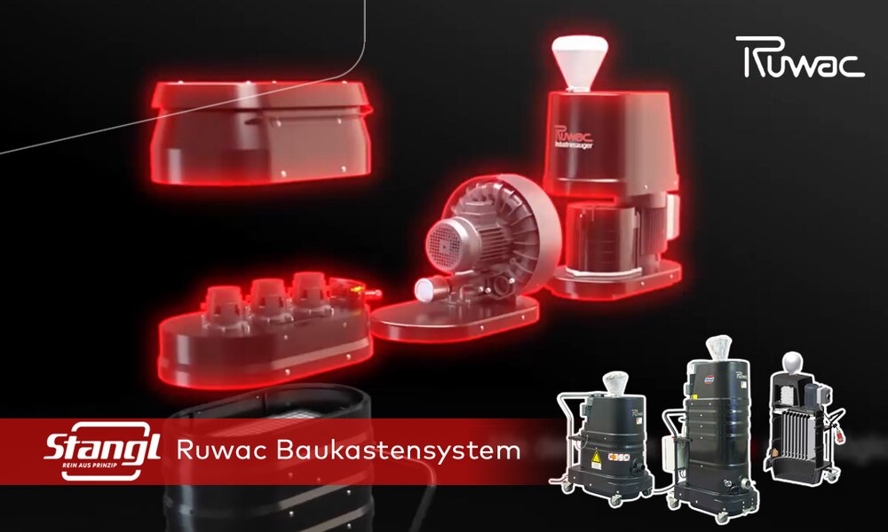 das Ruwac Baukastensystem bietet über 1000 Komponenten für individuelle Lösungen in der Absaugtechnik und für Industriesauger von Stangl