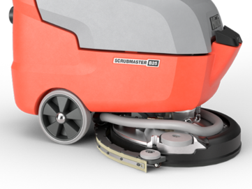 Automatische werkzeugloser Bürstenabwurf erleichtert tägliche Service Arbeiten an der Bodenreinigungsmaschine Hako Scrubmaster B25 von Stangl