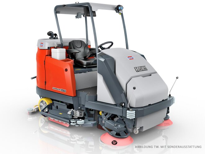 Kombinations-Kehrsaug- und Scheuersaugmaschine Scrubmaster B400-RM von Stangl mit Hochentleerung