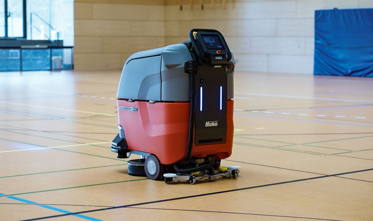 Vorschau zum Video der autonomen Bodenreinigungsmaschine Hako Scrubmaster B75i von Stangl