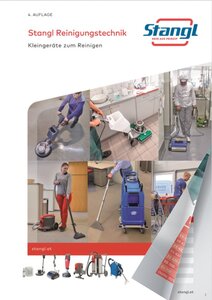 Broschüre für Kleingeräte wie Reinigungsmaschinen, Poliermaschinen, Gewerbesauger und Teppichreiniger von Stangl