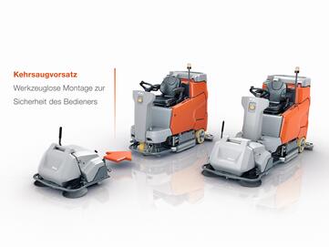 Hako Kehrsaugvorsatz von Stangl ermöglicht die  Erledigung verschiedener Reinigungsaufgaben in nur einem Arbeitsschritt